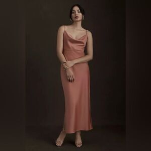 Anthropologie Sachin Babi Cali Satin Cowl Neck Slip Dress Sedona Size 4